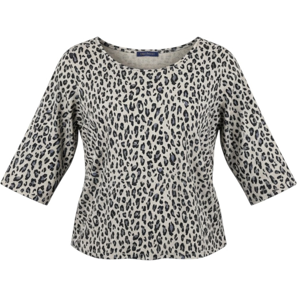 Catherines Petite Plus Size‎ 2XWP Leopard Print Short Sleeve Knit Top Grey Black